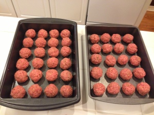 Lamb meatballs rolled and ready to cook