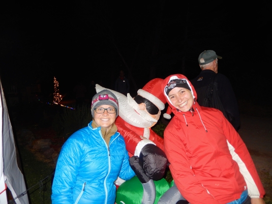 Meggan and I chilling with Santa at Ouray aid station.